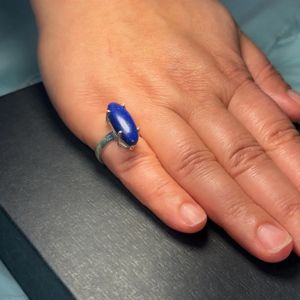 Lapis Lazuli Ring - 925 Sterling Silver - Size 6 - 5.7g - Newl
